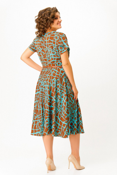 Платье Swallow 858.2 молочный_шоколад/бирюзово-голубой_принт - фото 6