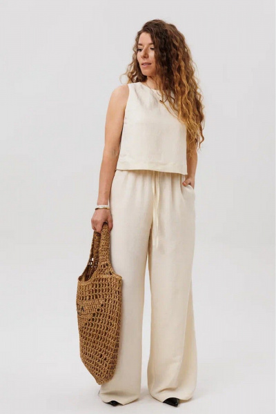 Брюки, топ FAMA 24091 экрю - фото 2