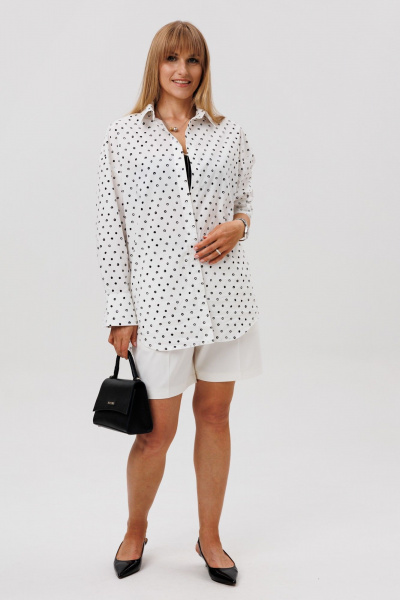 Рубашка FAMA 24101-2 белый горох - фото 2