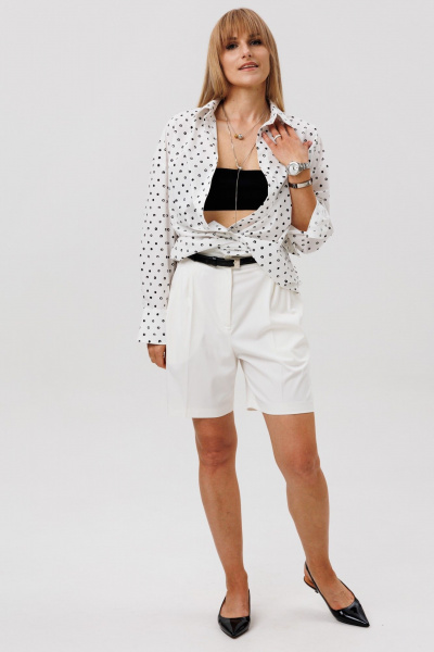 Рубашка FAMA 24101-2 белый горох - фото 5