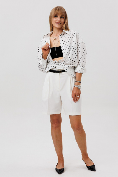 Рубашка FAMA 24101-2 белый горох - фото 4