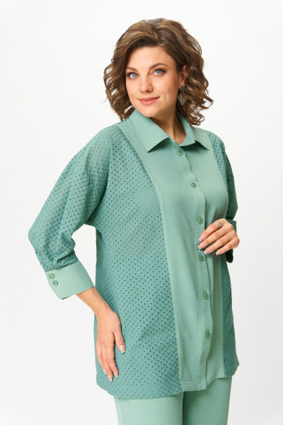 Брюки, рубашка ANASTASIA MAK 1183-А серо-мятный - фото 9