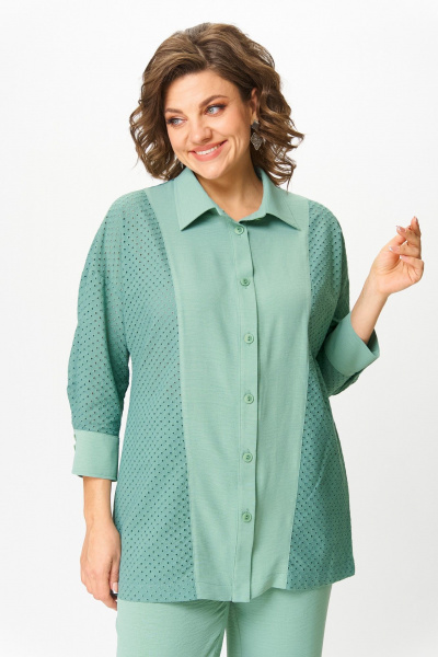 Брюки, рубашка ANASTASIA MAK 1183-А серо-мятный - фото 3