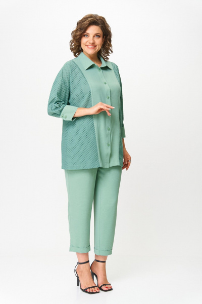 Брюки, рубашка ANASTASIA MAK 1183-А серо-мятный - фото 1