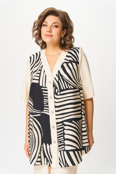 Блуза, брюки ANASTASIA MAK 1267 беж+черный - фото 12