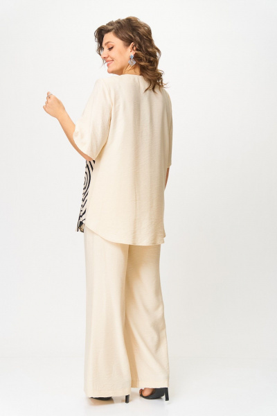 Блуза, брюки ANASTASIA MAK 1267 беж+черный - фото 10