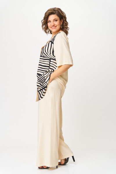 Блуза, брюки ANASTASIA MAK 1267 беж+черный - фото 9