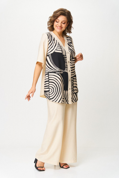 Блуза, брюки ANASTASIA MAK 1267 беж+черный - фото 3