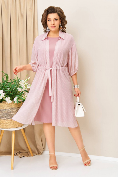 Блуза, платье VOLNA 1424 пудрово-розовый - фото 6