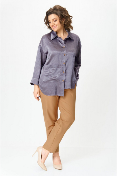 Брюки, рубашка VIA-Mod 640 серо-лавандовый - фото 2