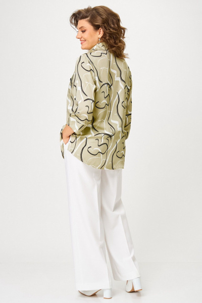 Блуза, брюки БелЭльСтиль 408-3_10_22+601-2_88_22 молочный+мультиколор - фото 7