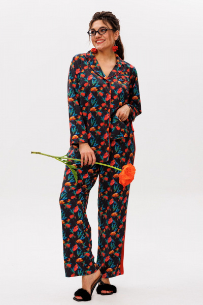 Брюки, рубашка Anelli 1623 багряные_маки - фото 1