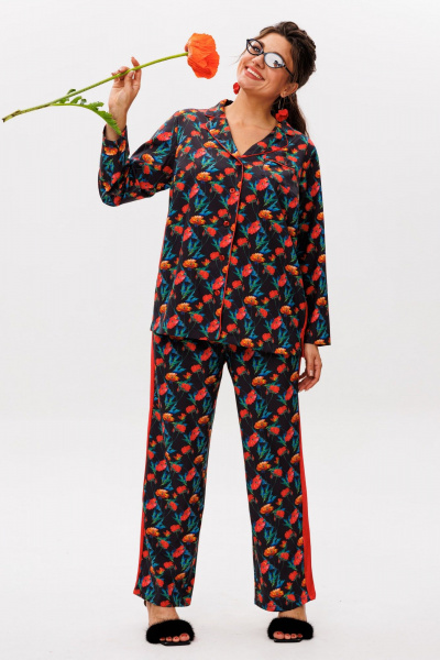 Брюки, рубашка Anelli 1623 багряные_маки - фото 3