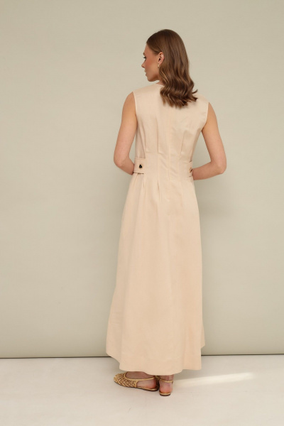 Легкое платье из вискозы и льна с защипами и пуговицами PUR PUR 11-068/2 - фото 5