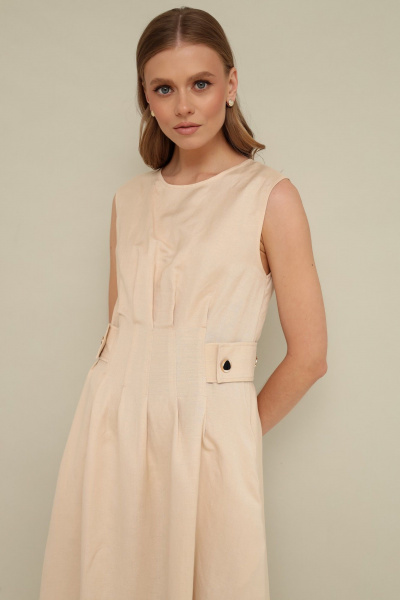 Легкое платье из вискозы и льна с защипами и пуговицами PUR PUR 11-068/2 - фото 4