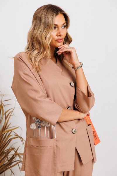 Брюки, жакет Anastasia 1202 кофейный - фото 8