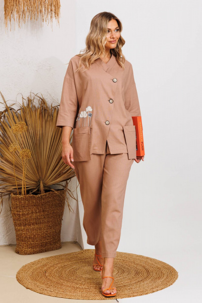 Брюки, жакет Anastasia 1202 кофейный - фото 6