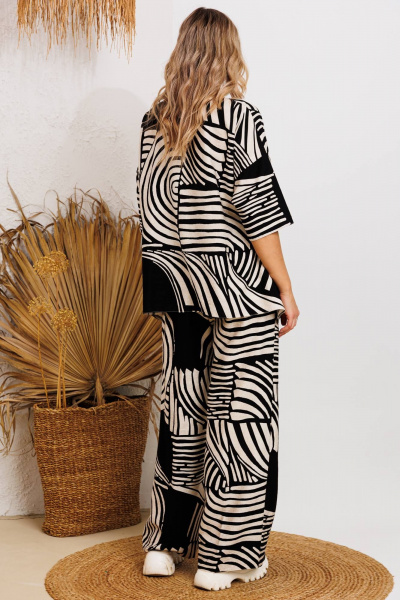 Блуза, брюки Anastasia 1245 бежево-черный - фото 6