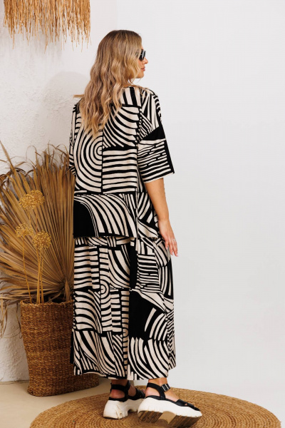 Блуза, платье Anastasia 1247 бежево-черный - фото 6