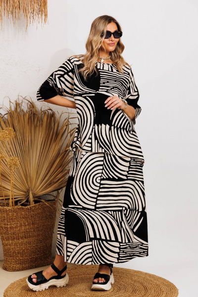 Блуза, платье Anastasia 1247 бежево-черный - фото 5