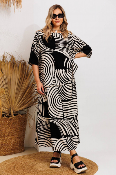 Блуза, платье Anastasia 1247 бежево-черный - фото 4