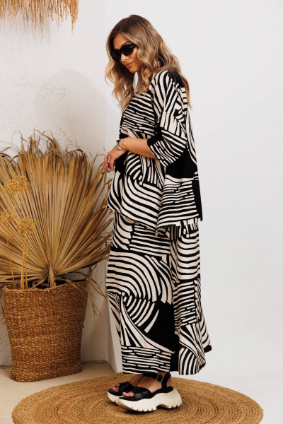 Блуза, платье Anastasia 1247 бежево-черный - фото 3