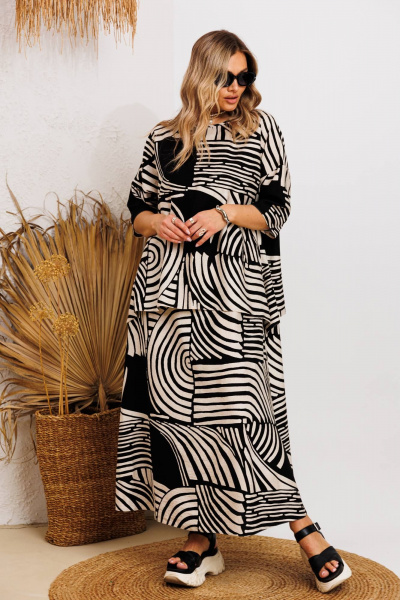 Блуза, платье Anastasia 1247 бежево-черный - фото 1