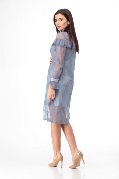 Платье кружевное из тонкого полотна с воланами Anelli 684 морская+волна - фото 9