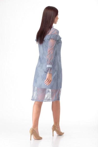 Платье кружевное из тонкого полотна с воланами Anelli 684 морская+волна - фото 8