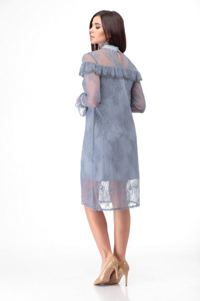 Платье кружевное из тонкого полотна с воланами Anelli 684 морская+волна - фото 2
