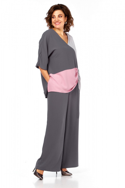 Блуза, брюки Диомант 2082 серый-розовый - фото 6