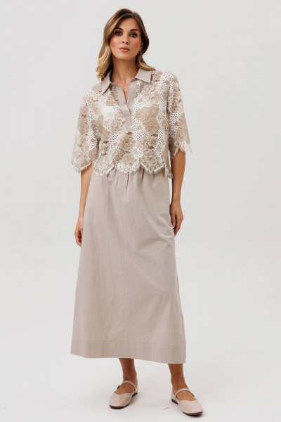 Блуза, юбка Gizart 5395 олива - фото 1