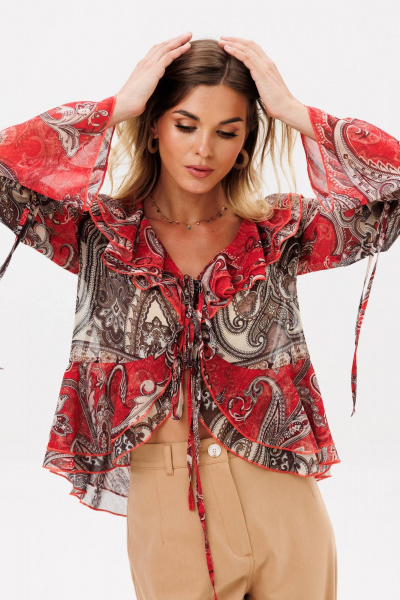 Блуза Gizart 15403 красно-коричневый - фото 5