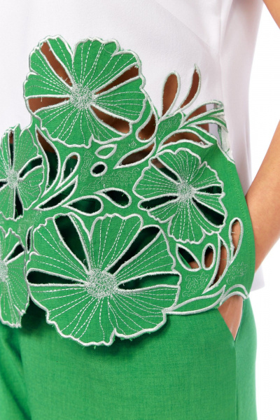 Блуза, брюки Rishelie 989 зеленый-белый - фото 6