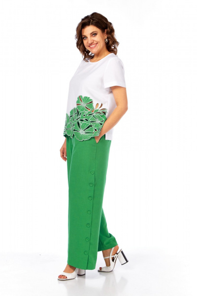 Блуза, брюки Rishelie 989 зеленый-белый - фото 3