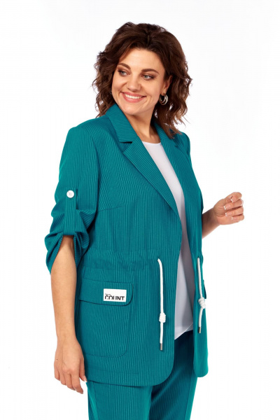 Блуза, брюки, жакет Ольга Стиль С-944 бирюза_полоска - фото 6