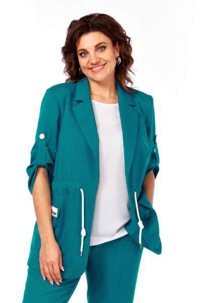 Блуза, брюки, жакет Ольга Стиль С-944 бирюза_полоска - фото 5