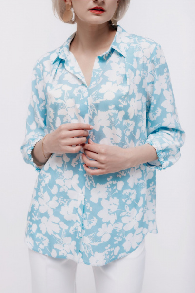 Блуза MarSo 2410 голубые_цветы - фото 4
