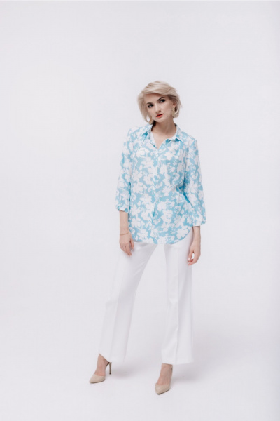 Блуза MarSo 2410 голубые_цветы - фото 3