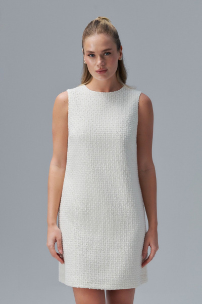 Классическое мини платье из букле с подкладкой HELEN BIRCH Pl044 молочный - фото 4