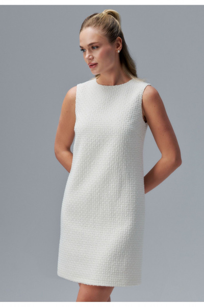 Классическое мини платье из букле с подкладкой HELEN BIRCH Pl044 молочный - фото 3
