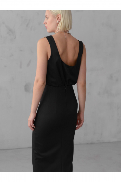 Юбка миди с высоким поясом и разрезом для делового образа HELEN BIRCH U014 черный - фото 6