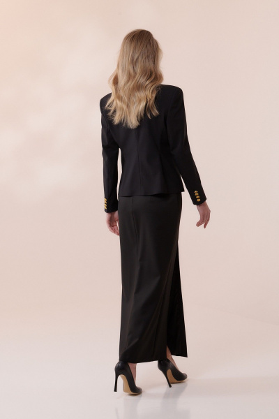 Юбка миди с высоким поясом и разрезом для делового образа HELEN BIRCH U014 черный - фото 4