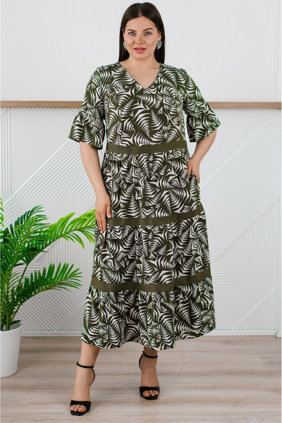 Платье TAEMNA 24037 хаки - фото 1