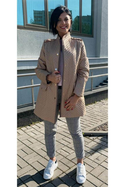 Демисезонное полуспортивное пальто с поясом и накладными карманами S. Veles 5-213 - фото 1