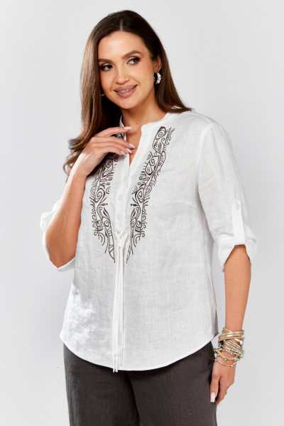 Блуза MALI 625-076 белый_серый - фото 1