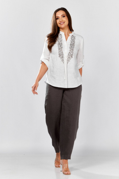 Блуза MALI 625-076 белый_серый - фото 4