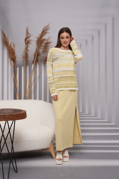 Джемпер Barbara Geratti С4668BG серый/желтый - фото 3