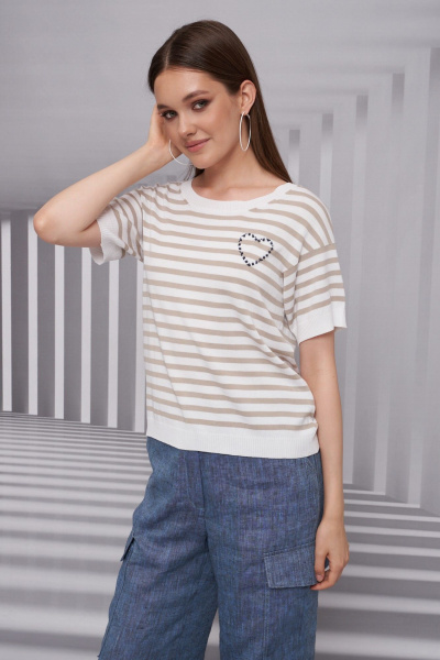 Джемпер Barbara Geratti С4678BG белый/бежевый - фото 1