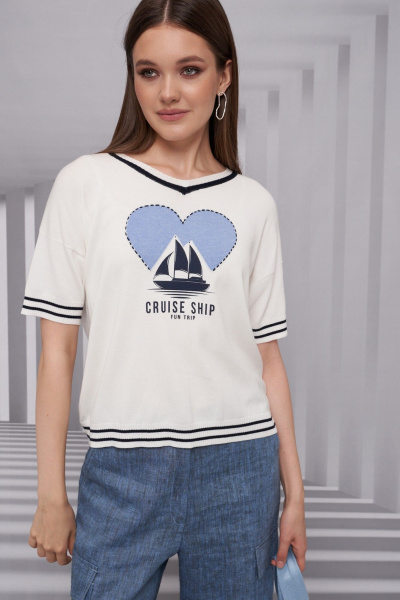 Джемпер Barbara Geratti С4679BG молочн/голубой - фото 3